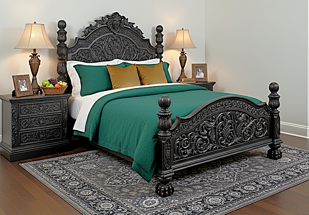 Nawab Solid Wooden Hand carved Mughal Platform Bed