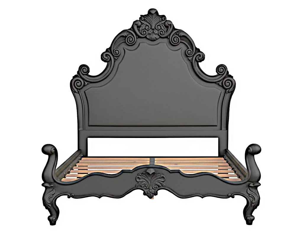 Regal Hand-Carved Solid Wooden Platform Bed Frame