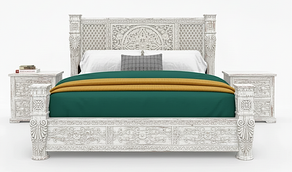 Kasbah Hand-Carved Solid Wooden Platform Bed / Bedroom Set