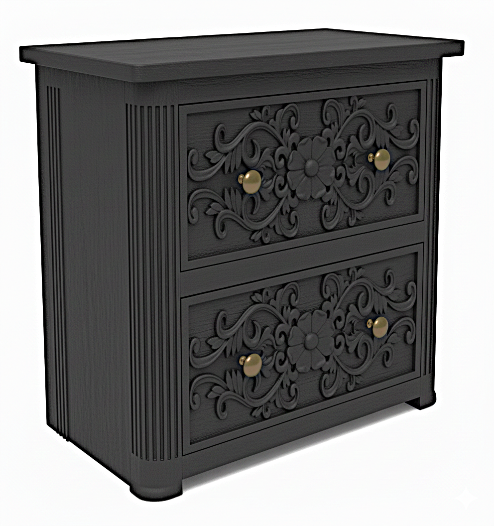Kasbah Hand-Carved Solid Wooden Nightstand