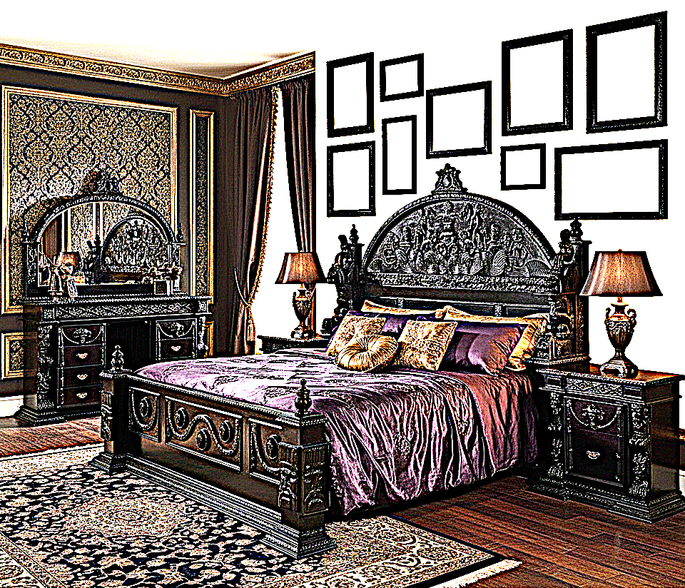 Daze Hand Carved Gothic Platform Bed