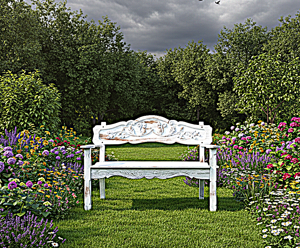 ANILA Hand Carved Garden Bench