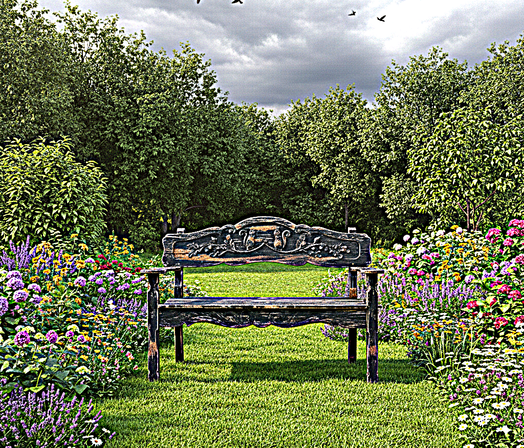 ANILA Hand Carved Garden Bench