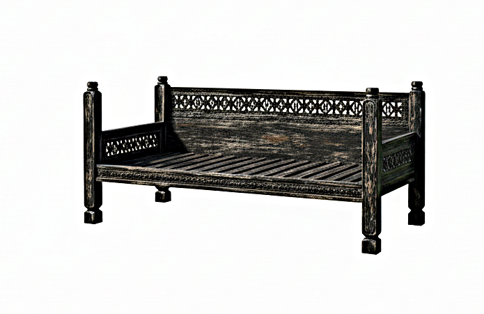 Hand Carved Canopy Style Solid Wooden Daybed / OutDoor Seating