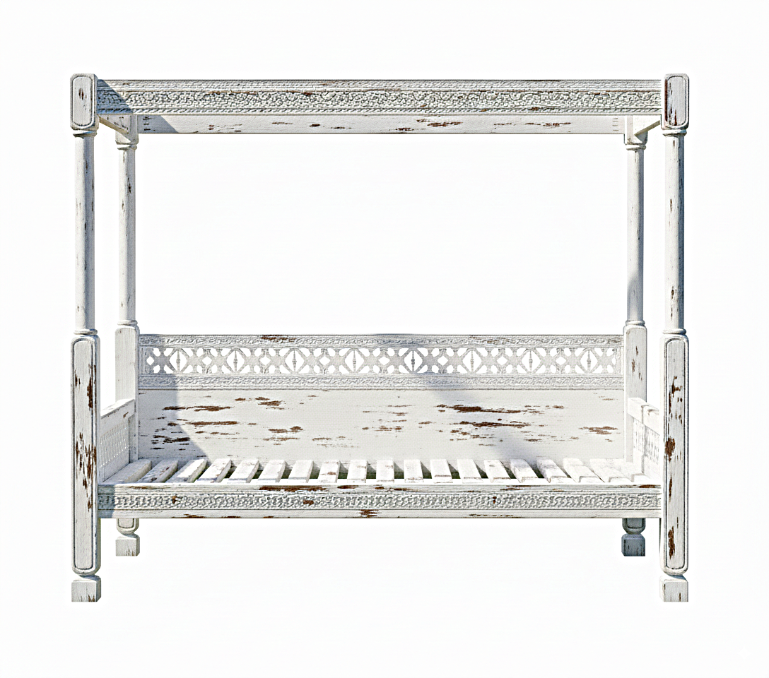 Hand Carved Canopy Style Solid Wooden Daybed / OutDoor Seating