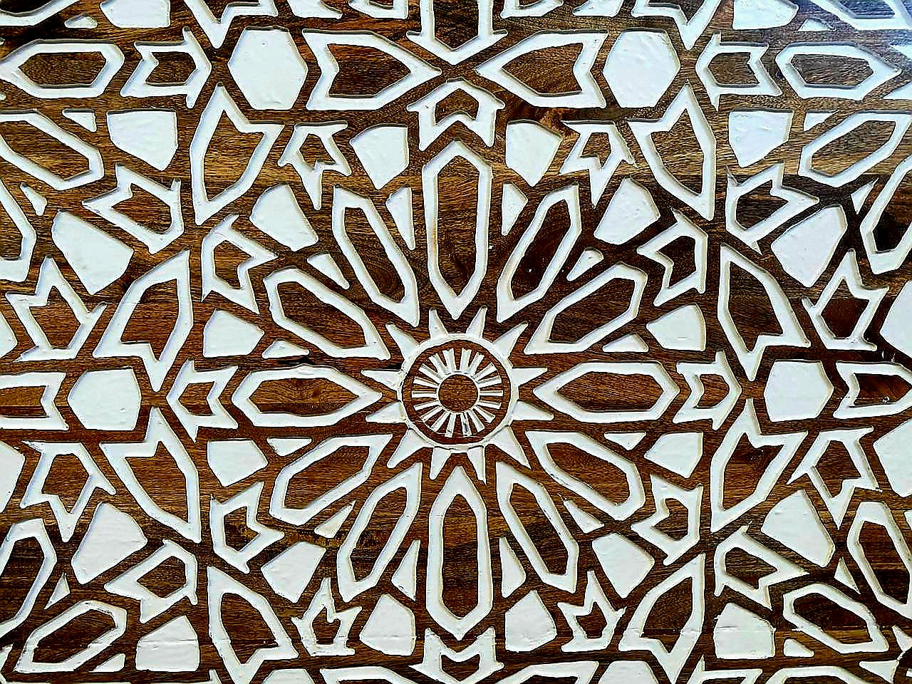 Mughal Garden Geométrico Tallado Natural Marco 2 Tono