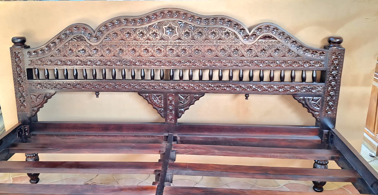 Khalifa Hand Carved Indian Solid Wooden Bed