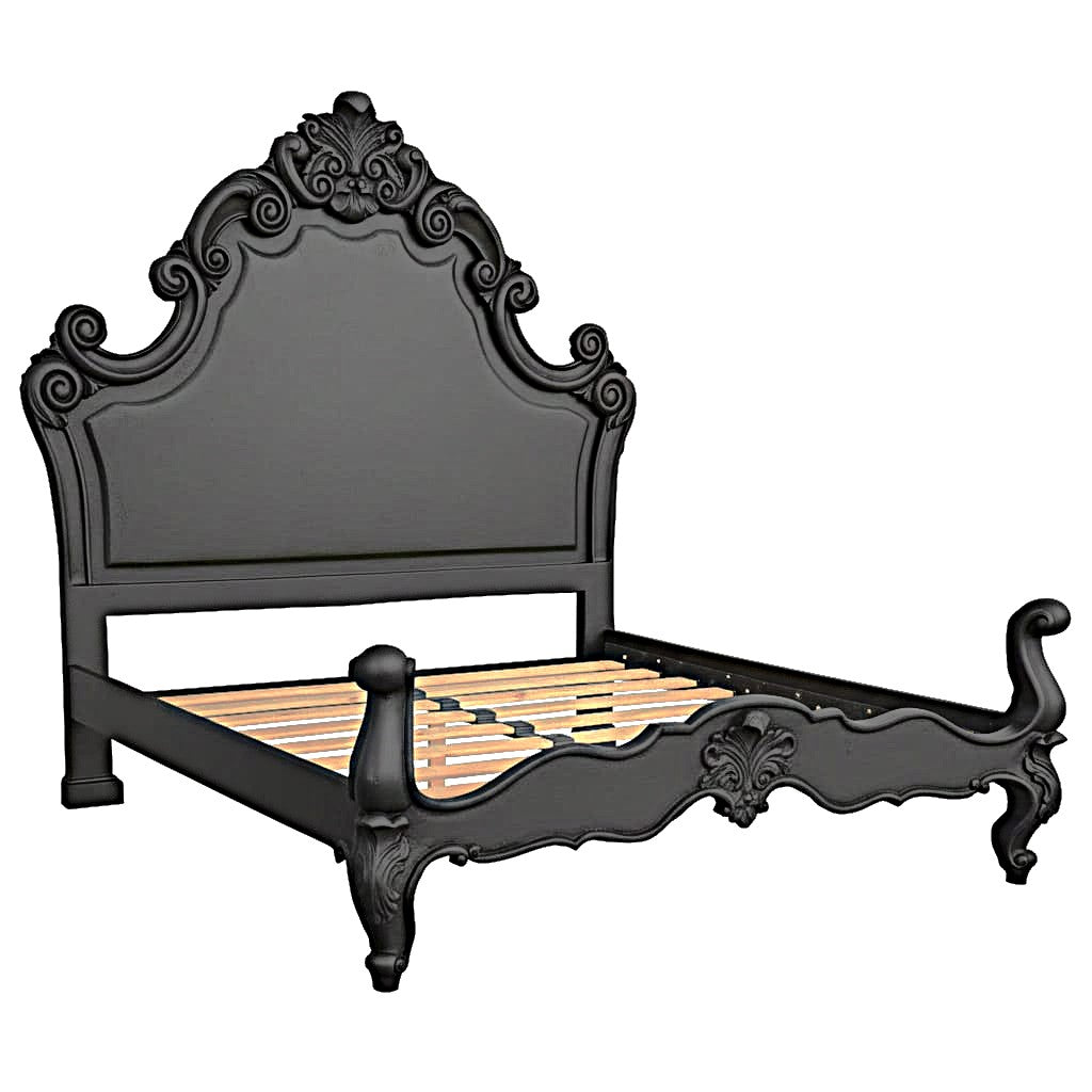 Regal Hand-Carved Solid Wooden Platform Bed Frame