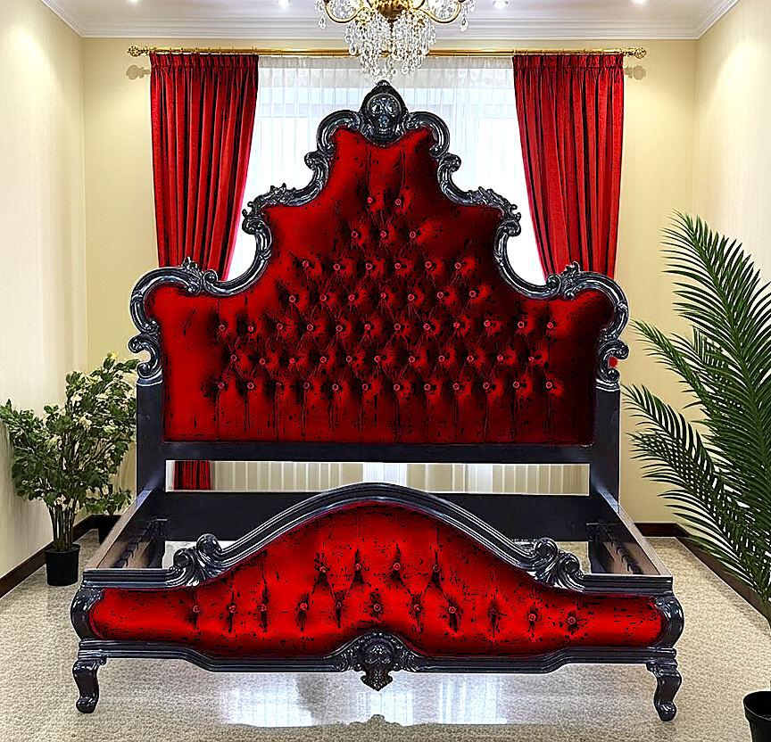 Kate Hand Carved Solid Wooden Tufted Bed