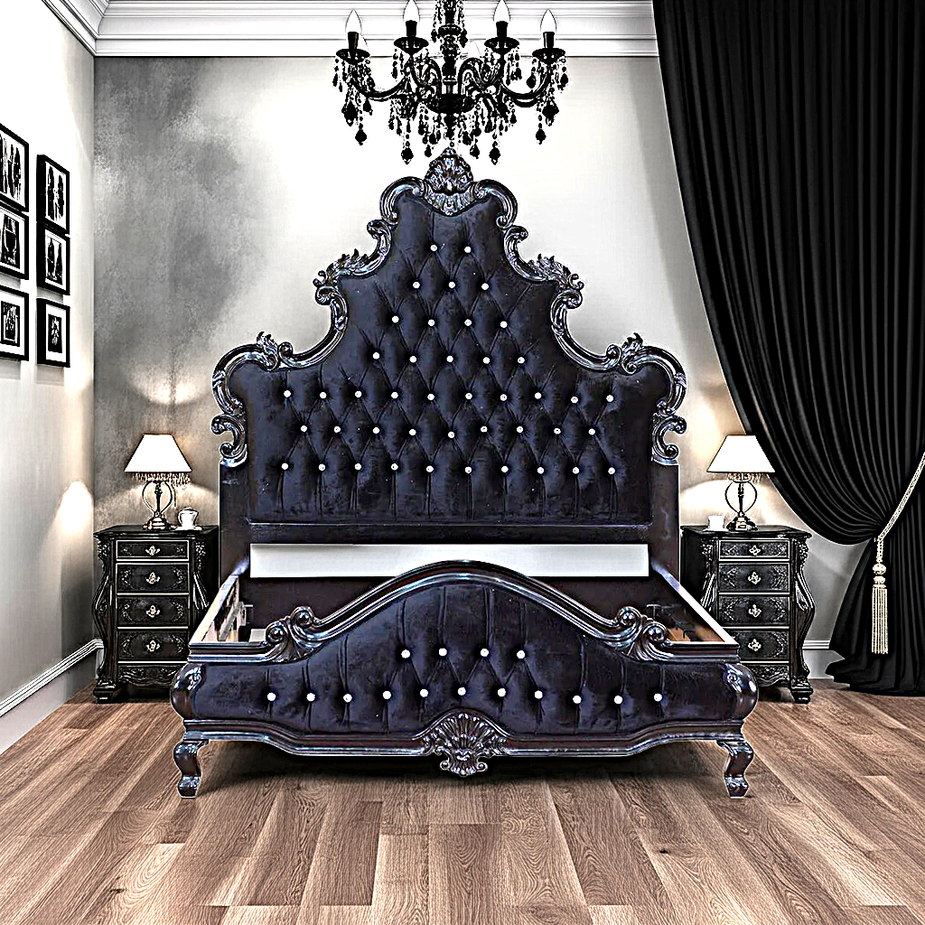 Kate Hand Carved Solid Wooden Tufted Bed