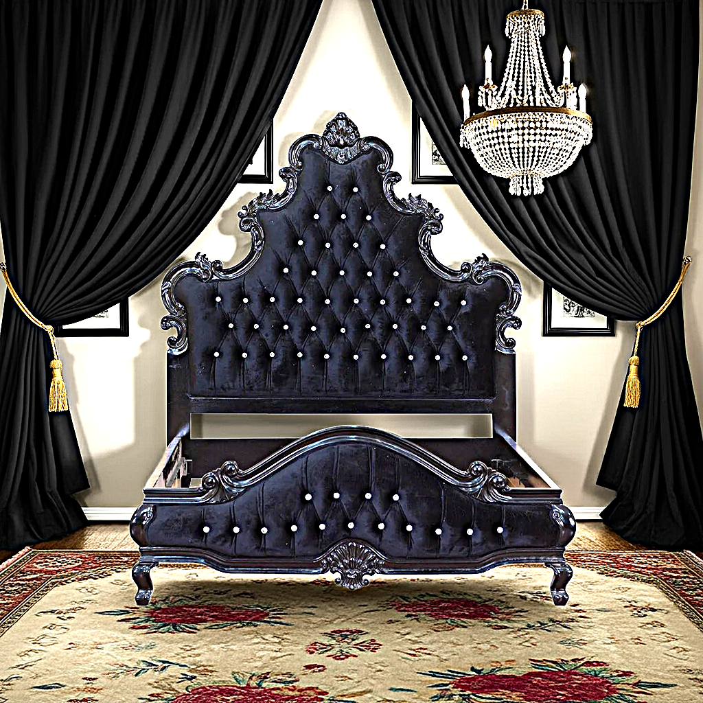 Kate Hand Carved Solid Wooden Tufted Bed