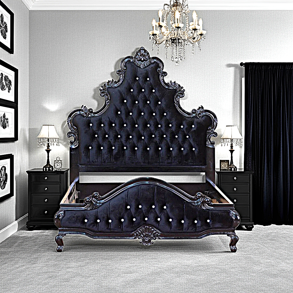 Kate Hand Carved Solid Wooden Tufted Bed