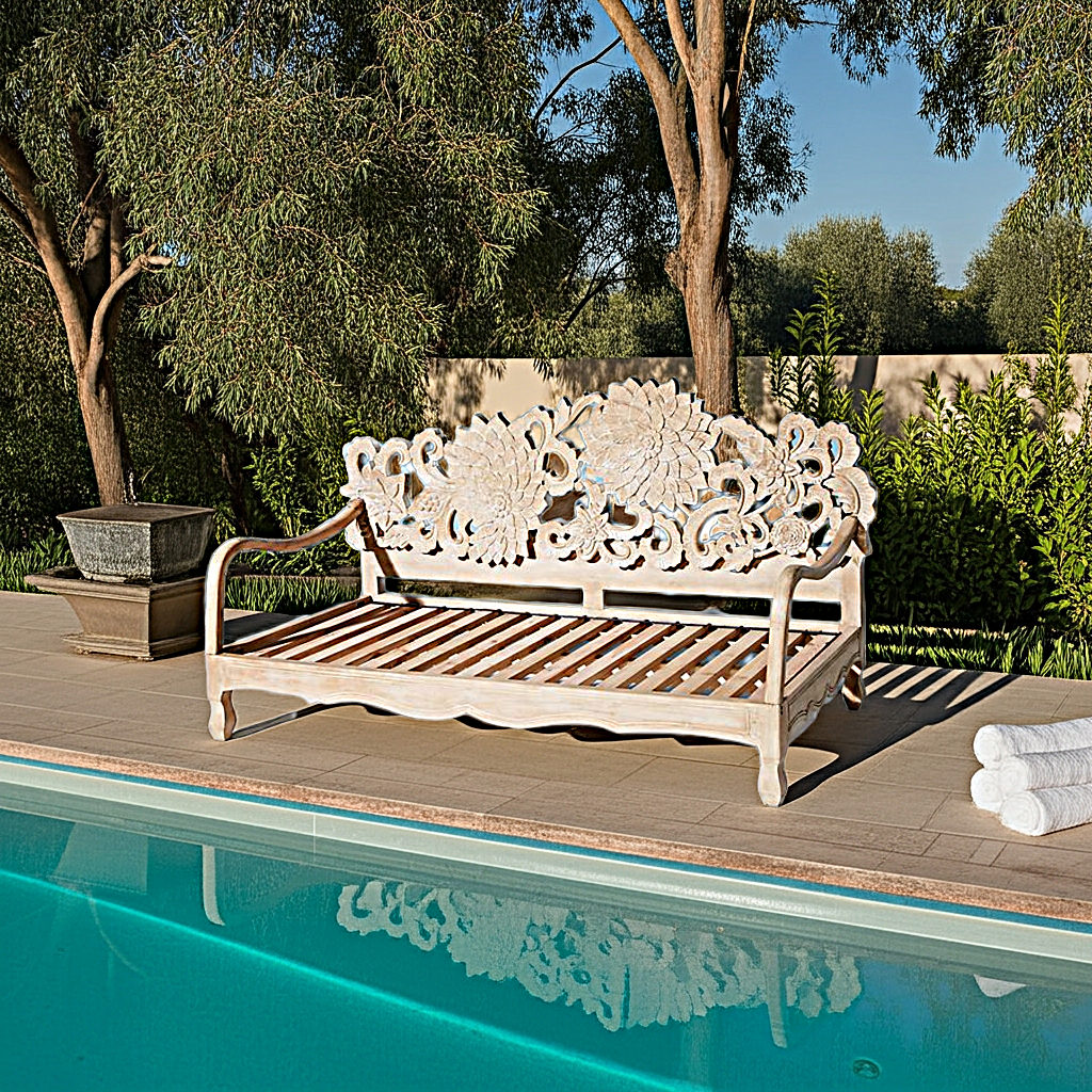 Mango Wood Daybeds Handcrafted Lotus Design