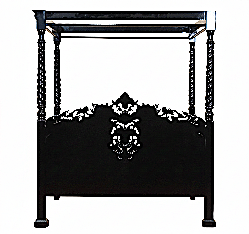 Cama con dosel de madera maciza tallada a mano gótica Kabak