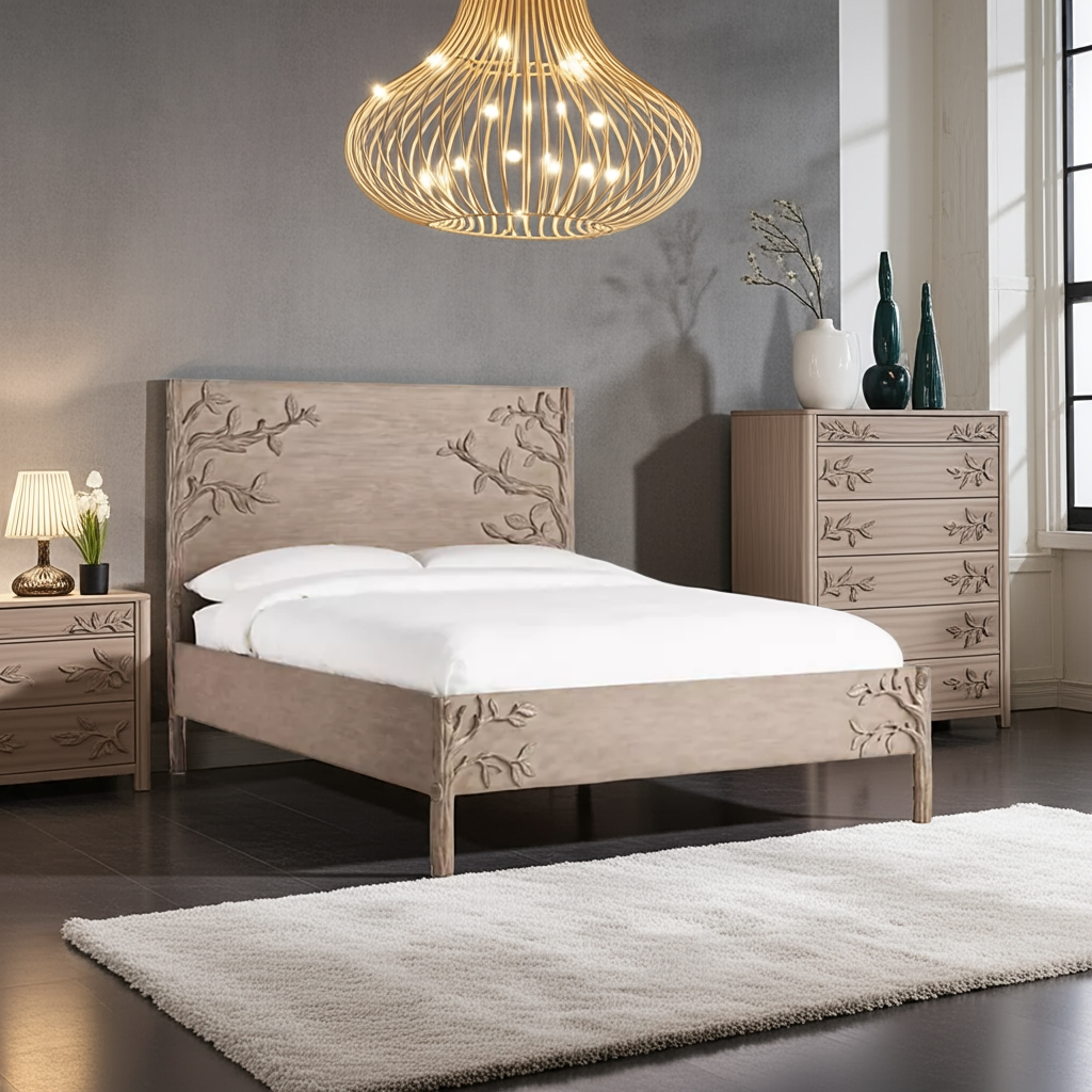 Hand Carved Ornithology Bed