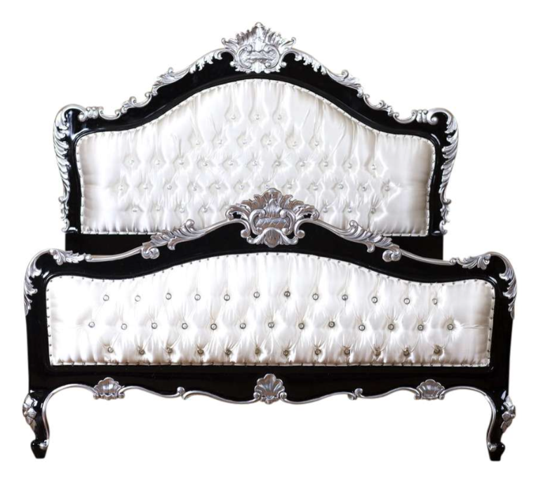 Jabs Hand carved Solid Wooden Upholstered Tufted Bed
