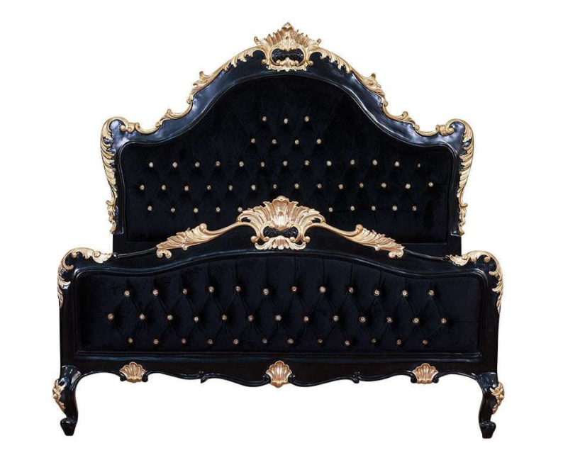 Jabs Hand carved Solid Wooden Upholstered Tufted Bed