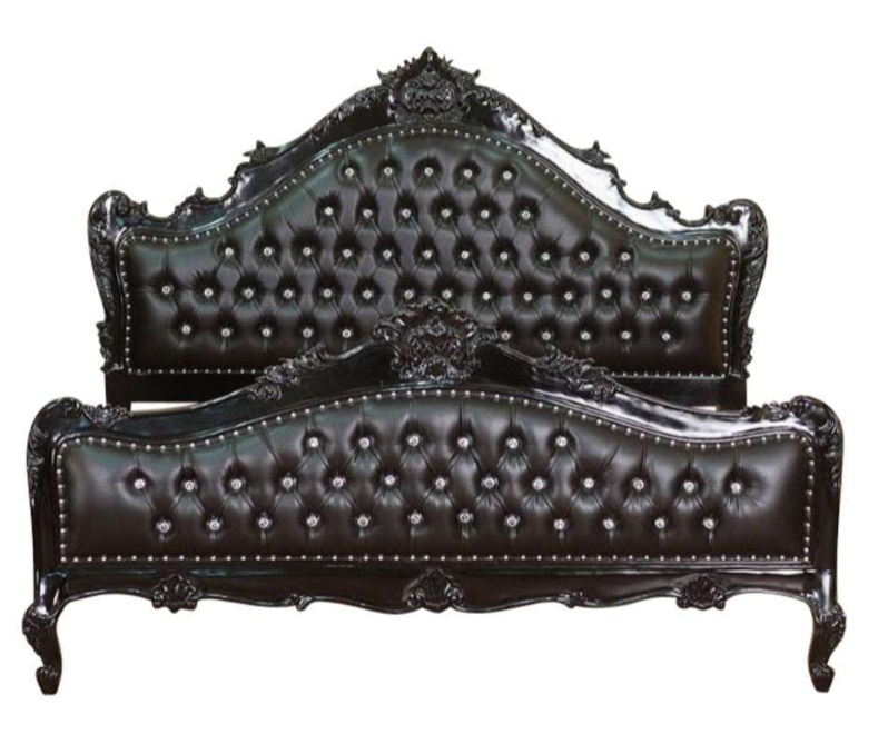 Jabs Hand carved Solid Wooden Upholstered Tufted Bed