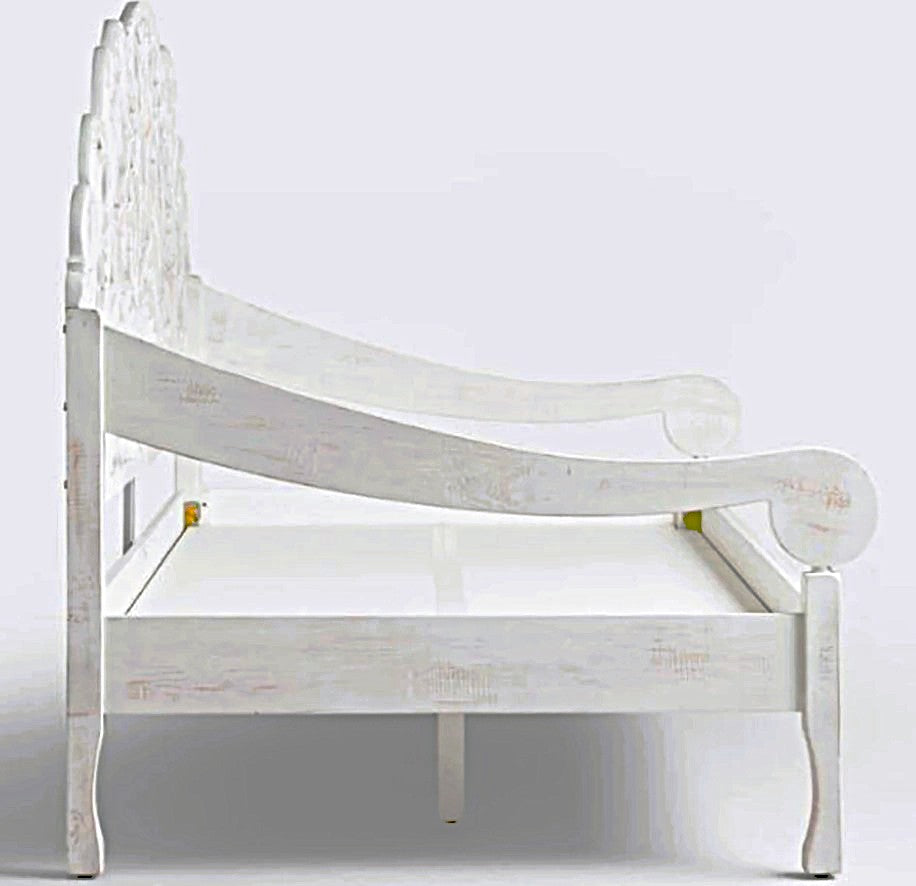 MAHAL Sofá cama tallado a mano Blanco