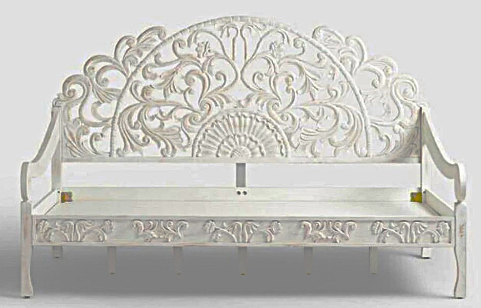 MAHAL Sofá cama tallado a mano Blanco
