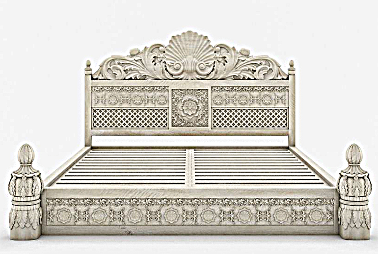 Juffair Hand Carved Solid Wood Bed