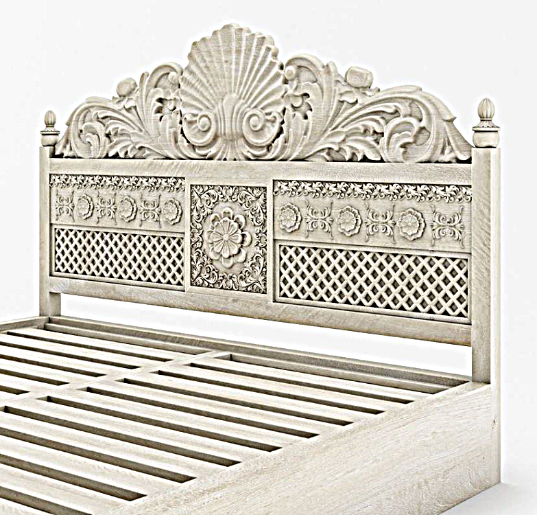 Juffair Hand Carved Solid Wood Bed