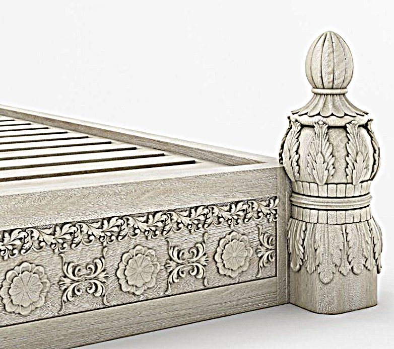 Juffair Hand Carved Solid Wood Bed