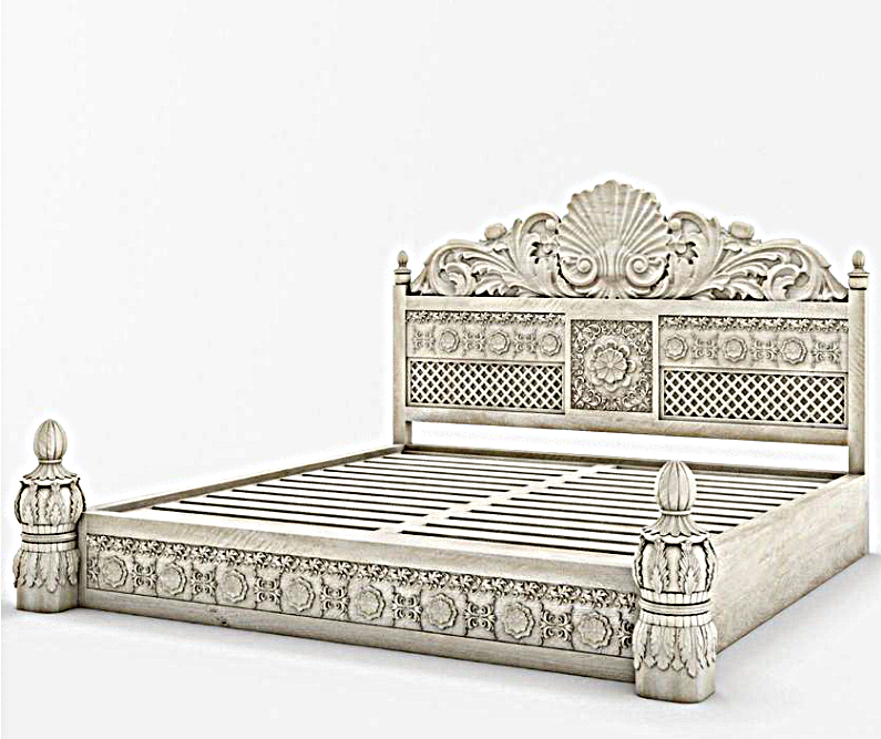 Juffair Hand Carved Solid Wood Bed