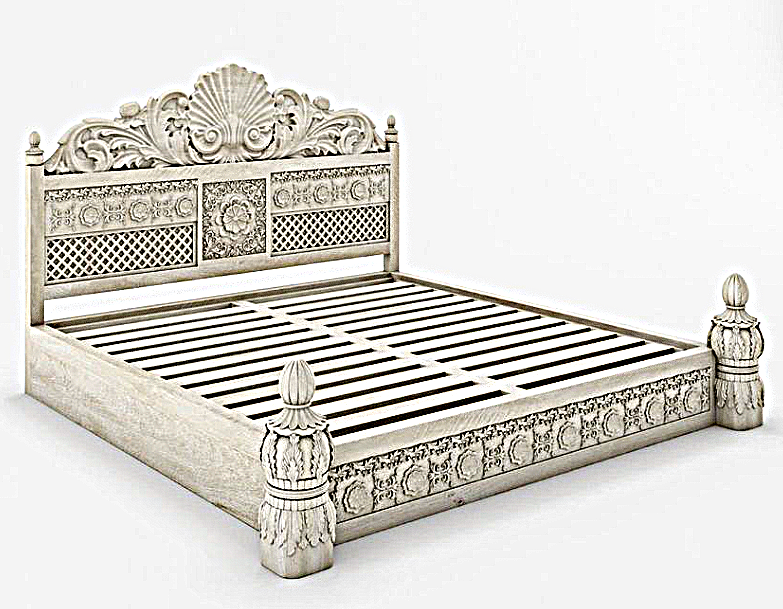 Juffair Hand Carved Solid Wood Bed