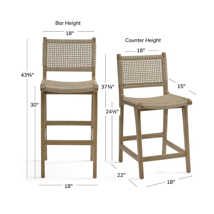 Glioe Solid Wood Low Back Bar and Counter Stool