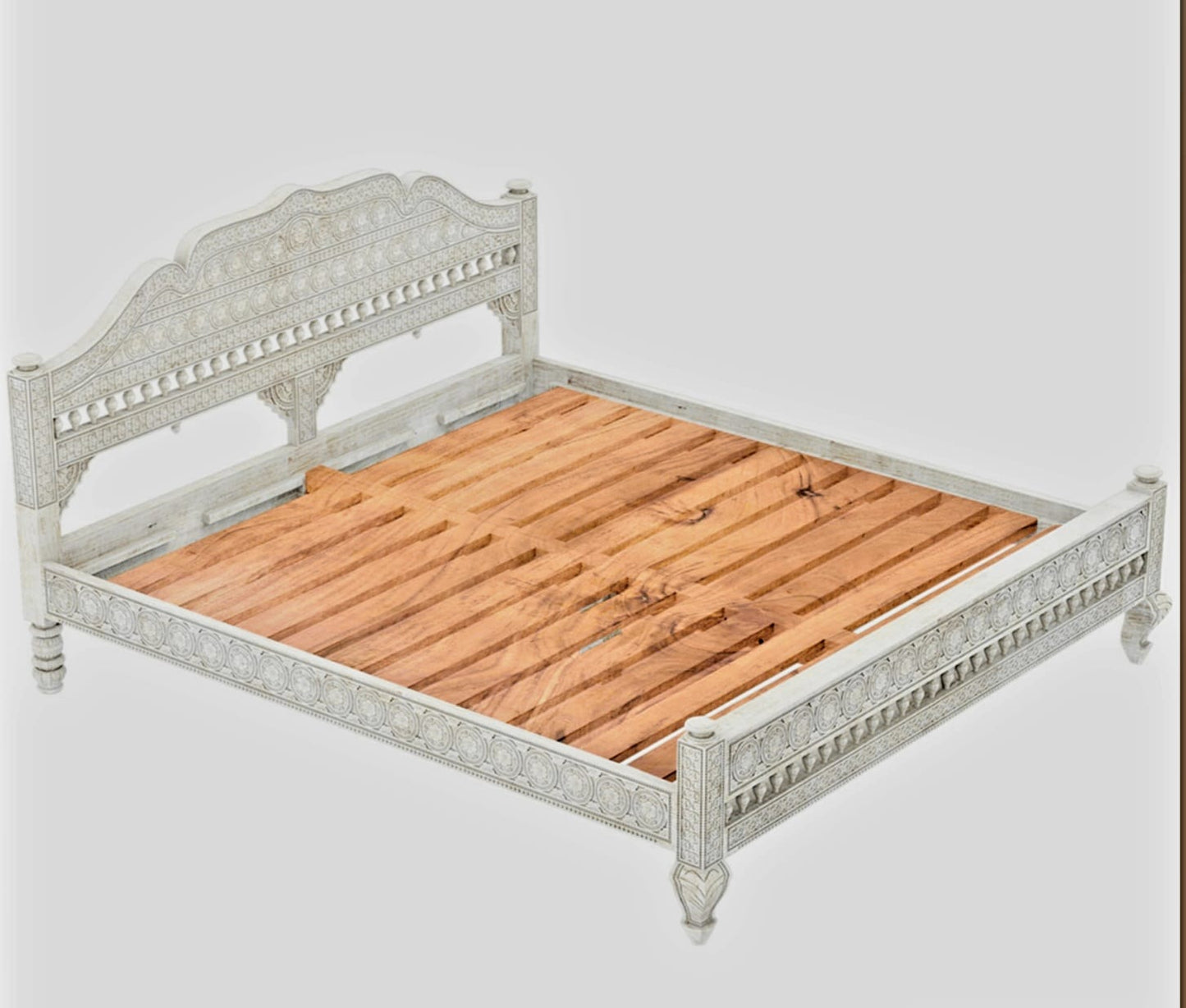 Khalifa Hand Carved Indian Solid Wooden Bed