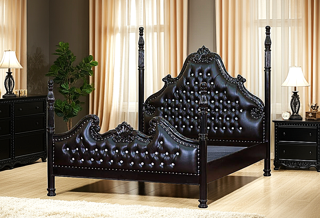 Zaraa Hand Carved Solid Wooden Tufted Bed