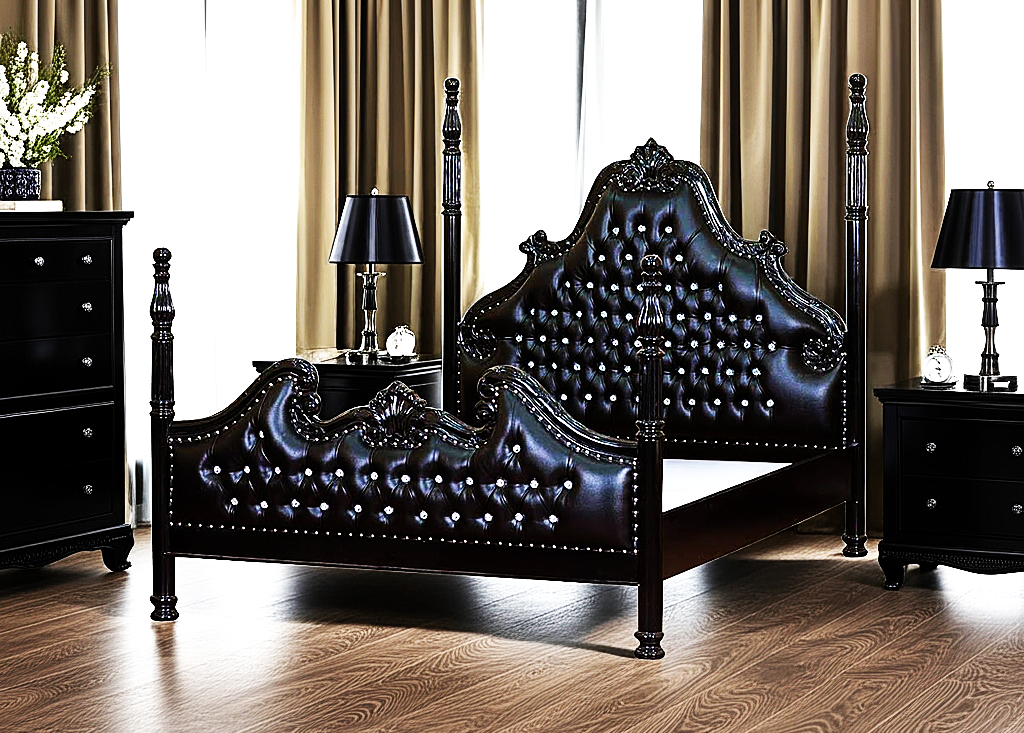 Zaraa Hand Carved Solid Wooden Tufted Bed