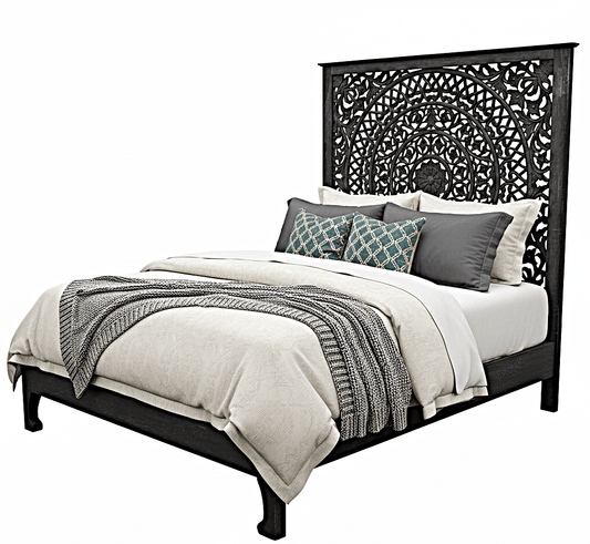 Alamid Hand carved Indian Bed – handcrafted solid wood furniture