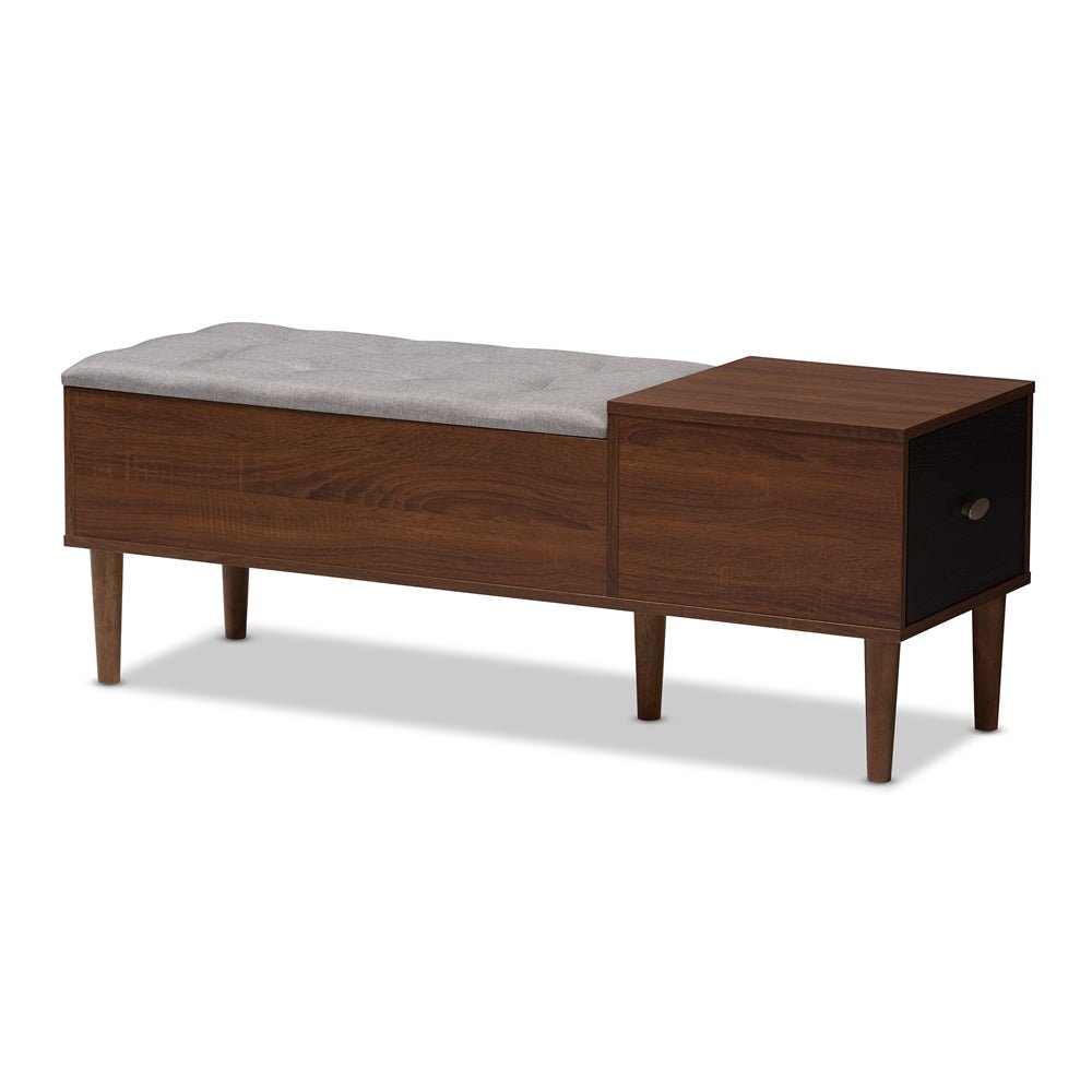 Alice Mid - Century Solid Wood 1 - Drawer Entryway Storage Bench – handcrafted solid wood furniture