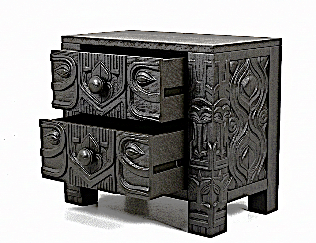 Ancestral Totem Hand - Carved Solid Wooden Gothic Platform Bed by Hibashi Furniture – handcrafted solid wood furniture made in India
