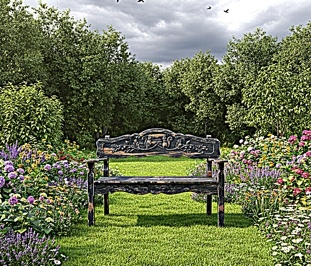 ANILA Hand Carved Garden Bench – handcrafted solid wood furniture