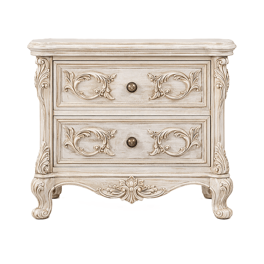 Aurum Noir Élysée™ Hand - Carved Solid Wood Nightstand – handcrafted solid wood furniture