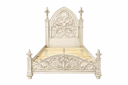 Blackthorn™ Gothic Hand - Carved Solid Wood Platform Bed & Bedroom Collection – handcrafted solid wood furniture