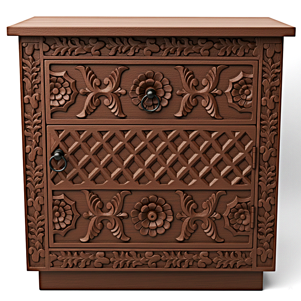 Juffair Hand Carved Solid Wood Bed