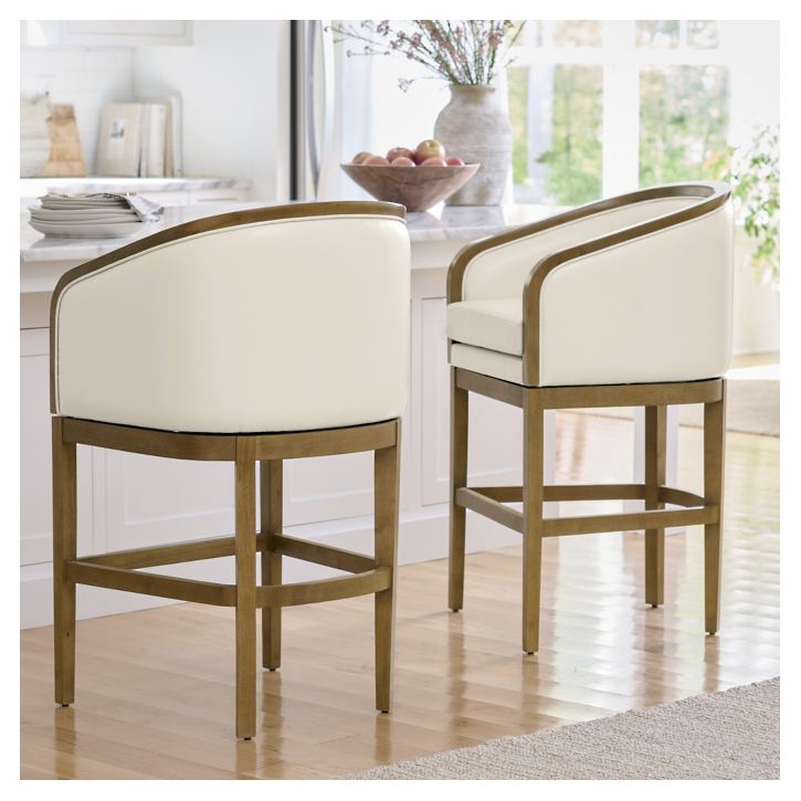 Caelum Wood and Leather Combined Bar and Counter Stool – handcrafted solid wood furniture