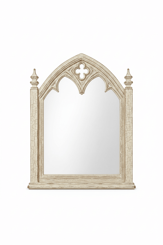 Cathedral Reverie™ Gothic Hand-Carved Solid Wood Mirror Frame – handcrafted solid wood furniture