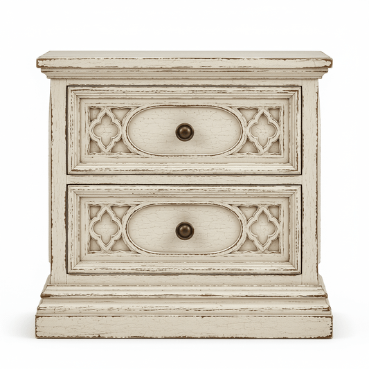 Cathedral Reverie™ Gothic Hand-Carved Solid Wood Nightstand – handcrafted solid wood furniture