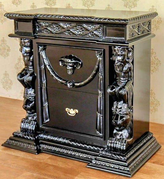 Daze Hand Carved Gothic Nightstand by Hibashi Furniture – handcrafted solid wood furniture made in India