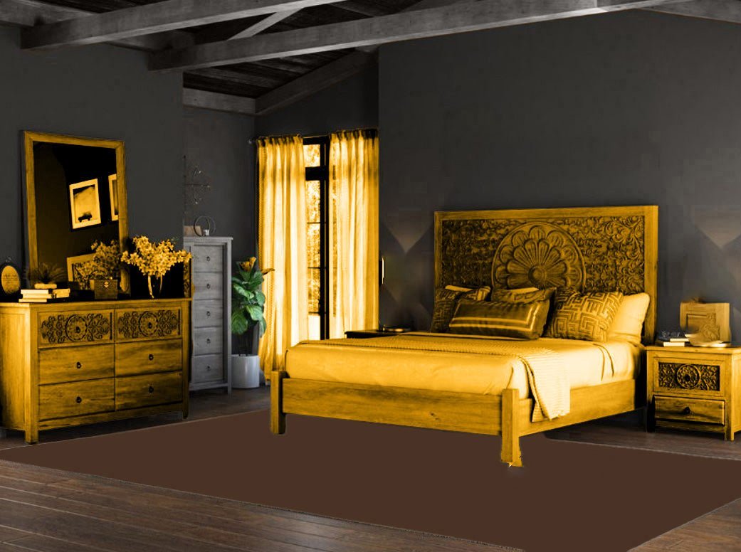 Dynasty Mughal Hand - Carved Solid Wood 4 - Piece Bedroom Set – handcrafted solid wood furniture