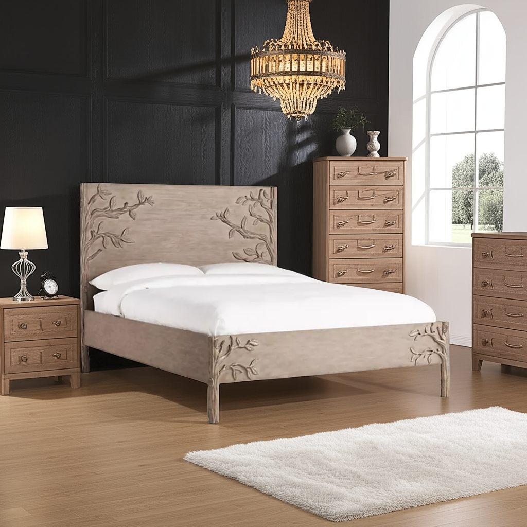 Hand Carved Ornithology Bed