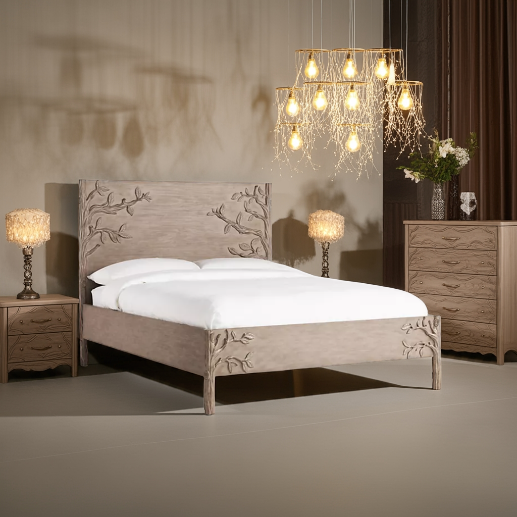 Hand Carved Ornithology Bed