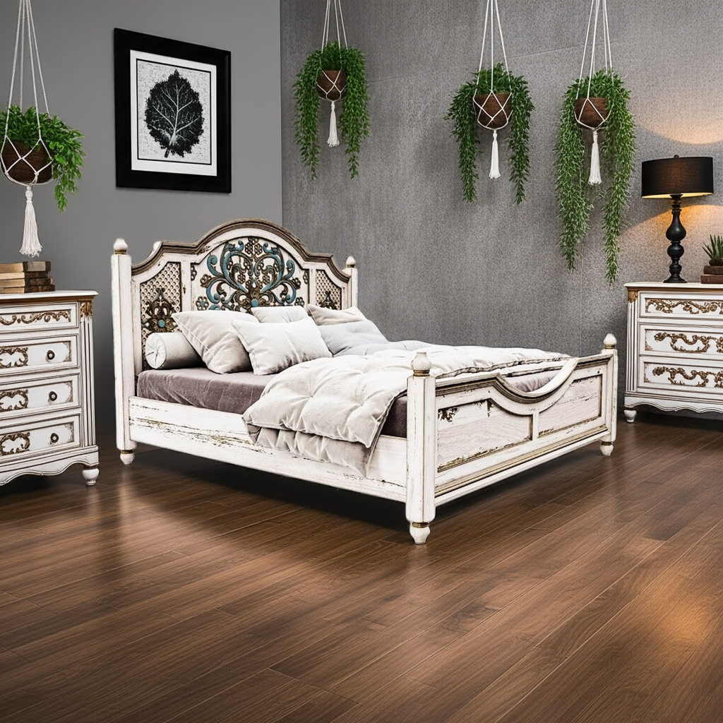 Huma Hand Carved Solid Wooden Bed / Bedroom Set