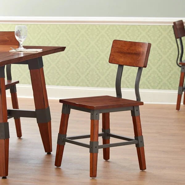 Haidar Industrial Solid Wood Live Edge Standard Height Table with 4 Chairs – handcrafted solid wood furniture