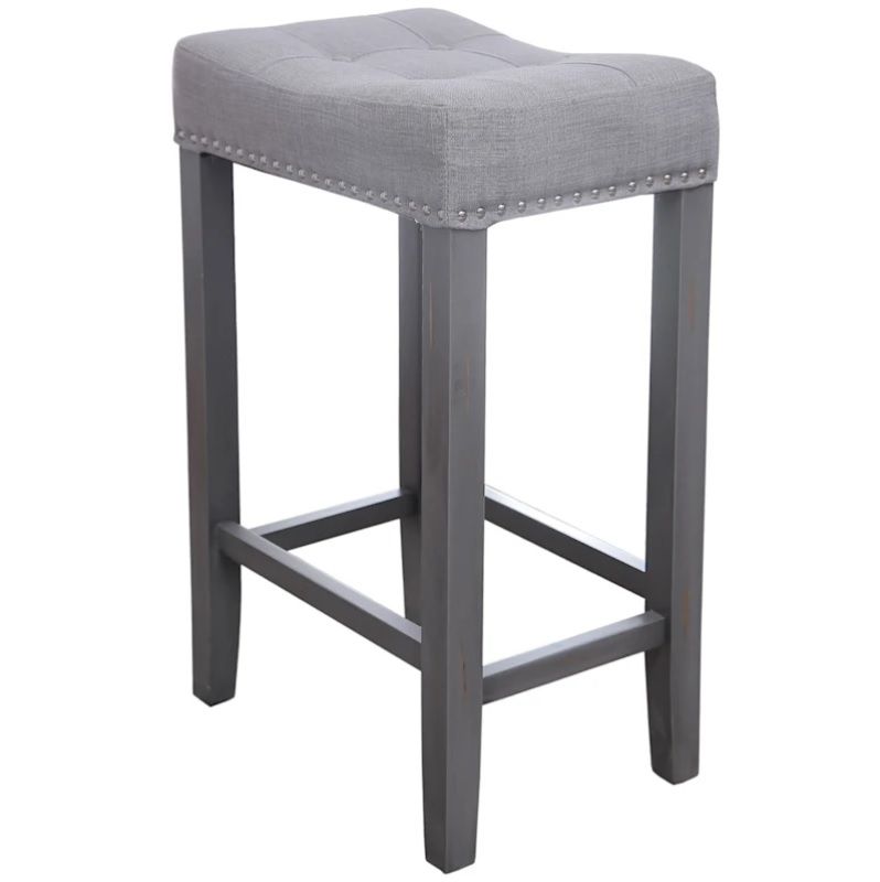 HAINA Backless Wooden Counter Stool with Upholstered Seat – handcrafted solid wood furniture